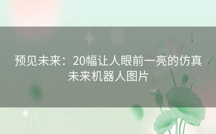 预见未来：20幅让人眼前一亮的仿真未来机器人图片