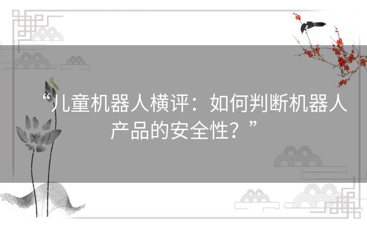 “儿童机器人横评：如何判断机器人产品的安全性？”