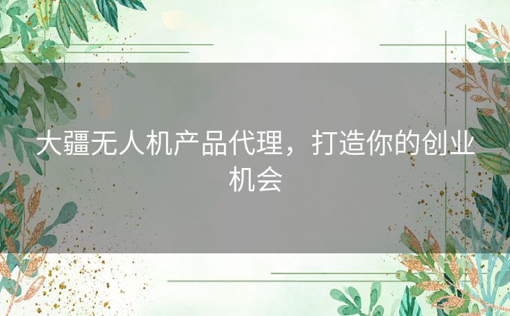 大疆无人机产品代理，打造你的创业机会