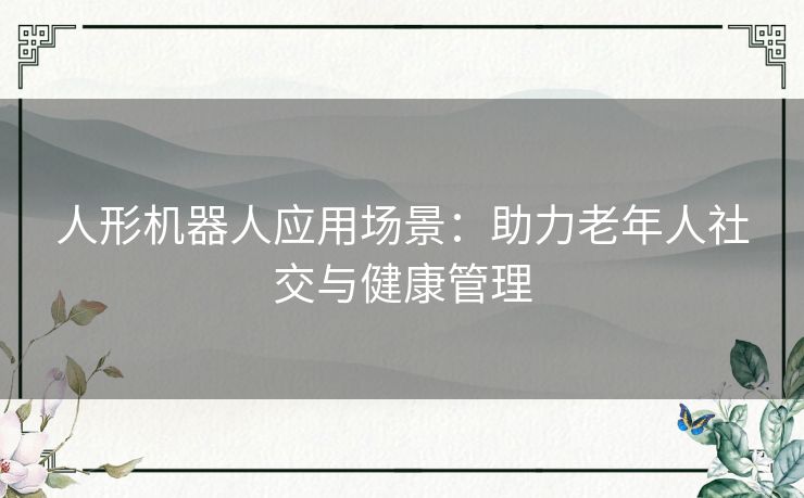 人形机器人应用场景：助力老年人社交与健康管理