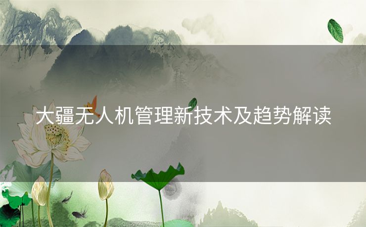 大疆无人机管理新技术及趋势解读