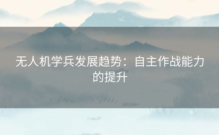 无人机学兵发展趋势：自主作战能力的提升