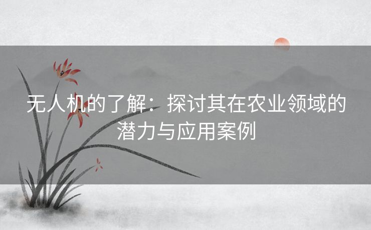 无人机的了解：探讨其在农业领域的潜力与应用案例