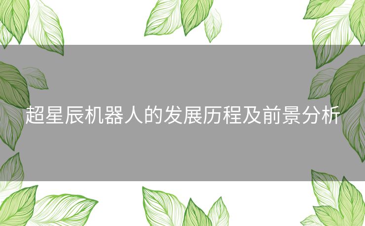 超星辰机器人的发展历程及前景分析