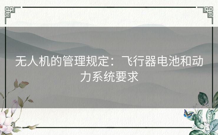 无人机的管理规定：飞行器电池和动力系统要求