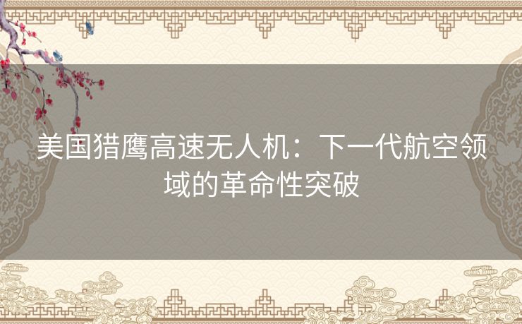 美国猎鹰高速无人机：下一代航空领域的革命性突破