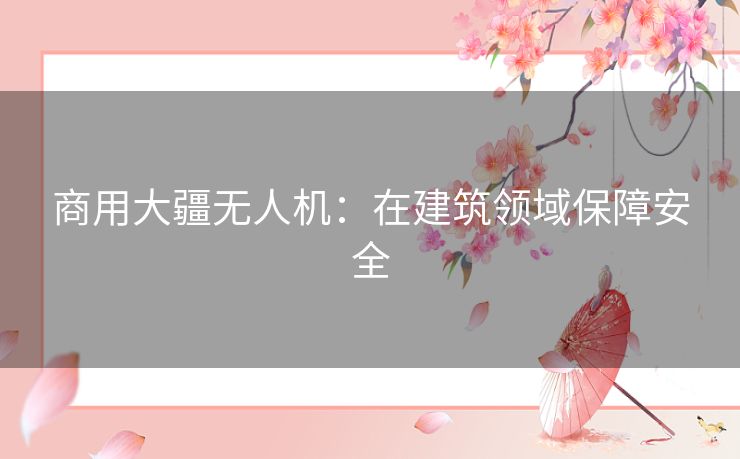 商用大疆无人机：在建筑领域保障安全