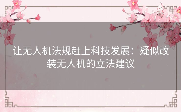 让无人机法规赶上科技发展：疑似改装无人机的立法建议