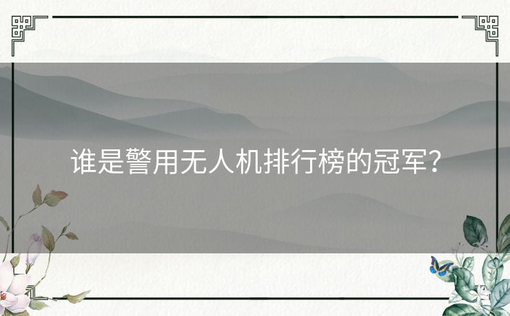 谁是警用无人机排行榜的冠军？
