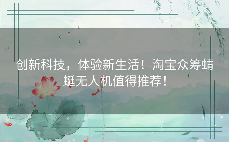 创新科技，体验新生活！淘宝众筹蜻蜓无人机值得推荐！