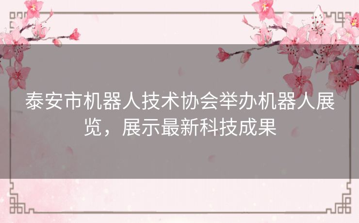 泰安市机器人技术协会举办机器人展览，展示最新科技成果
