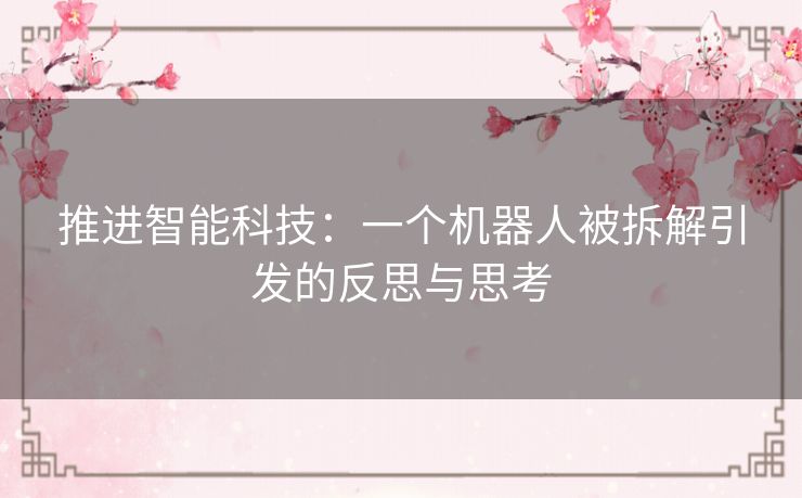 推进智能科技：一个机器人被拆解引发的反思与思考