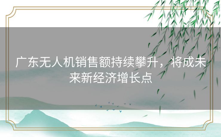 广东无人机销售额持续攀升，将成未来新经济增长点