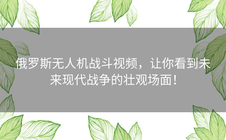俄罗斯无人机战斗视频，让你看到未来现代战争的壮观场面！