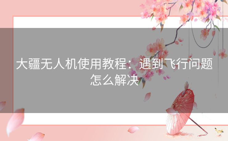 大疆无人机使用教程：遇到飞行问题怎么解决