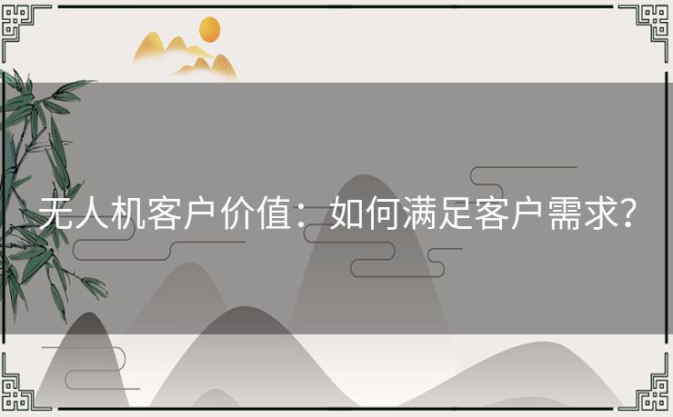无人机客户价值：如何满足客户需求？