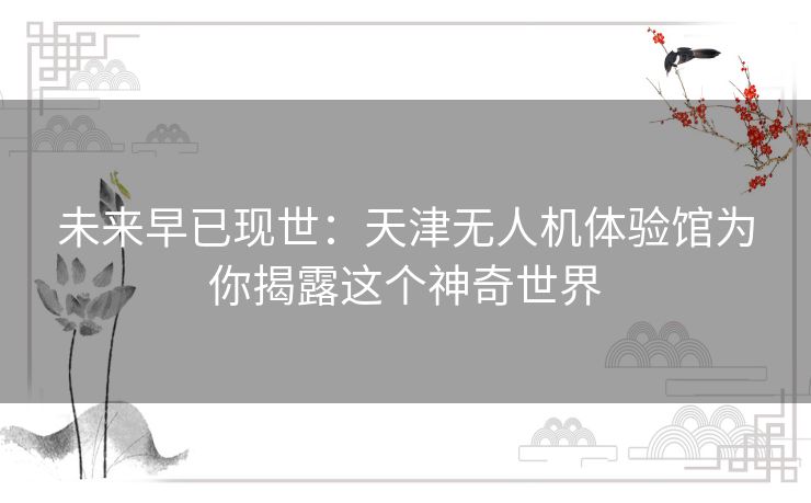 未来早已现世：天津无人机体验馆为你揭露这个神奇世界