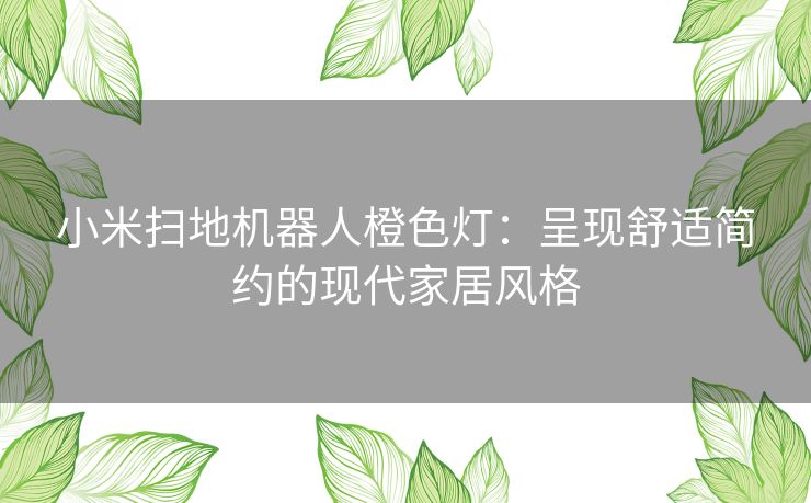 小米扫地机器人橙色灯：呈现舒适简约的现代家居风格