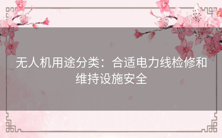 无人机用途分类：合适电力线检修和维持设施安全
