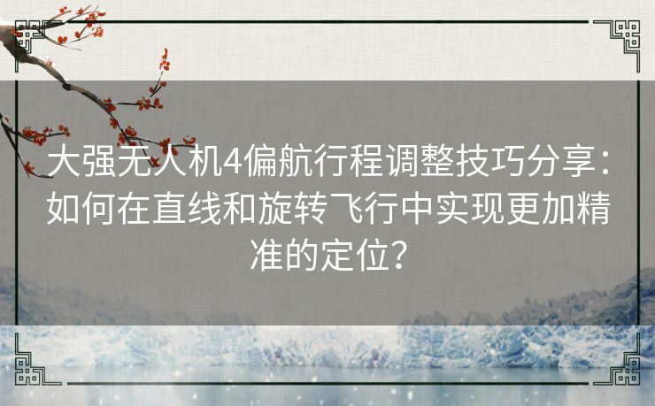 大强无人机4偏航行程调整技巧分享：如何在直线和旋转飞行中实现更加精准的定位？