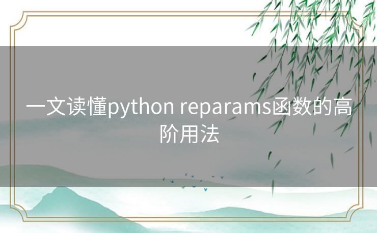 一文读懂python reparams函数的高阶用法