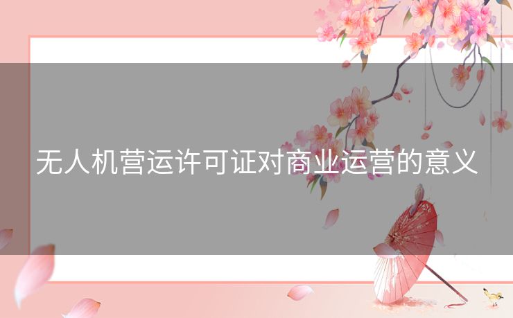 无人机营运许可证对商业运营的意义