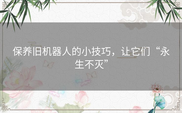 保养旧机器人的小技巧，让它们“永生不灭”