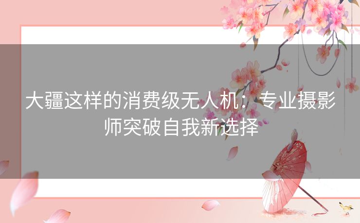 大疆这样的消费级无人机：专业摄影师突破自我新选择
