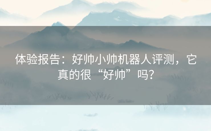 体验报告：好帅小帅机器人评测，它真的很“好帅”吗？