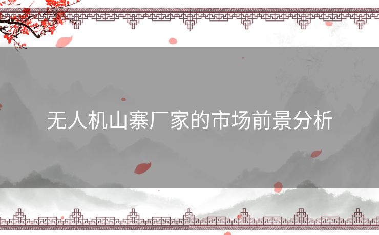 无人机山寨厂家的市场前景分析