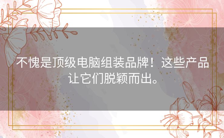 不愧是顶级电脑组装品牌！这些产品让它们脱颖而出。