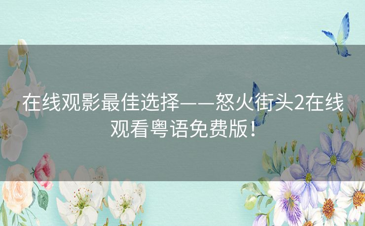 在线观影最佳选择——怒火街头2在线观看粤语免费版！
