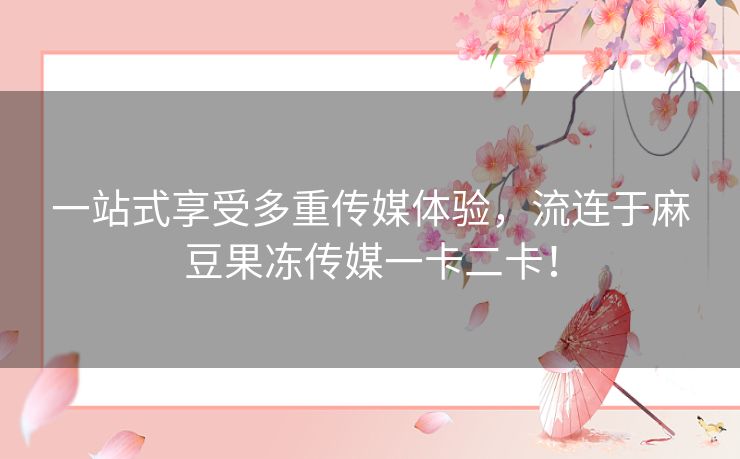 一站式享受多重传媒体验，流连于麻豆果冻传媒一卡二卡！