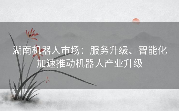 湖南机器人市场：服务升级、智能化加速推动机器人产业升级