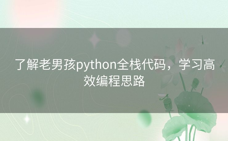 了解老男孩python全栈代码，学习高效编程思路