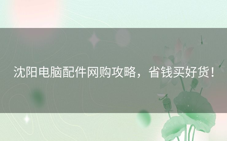 沈阳电脑配件网购攻略，省钱买好货！