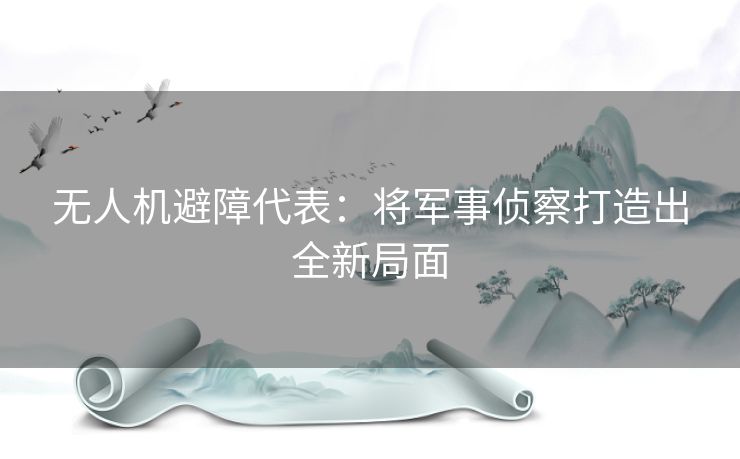 无人机避障代表：将军事侦察打造出全新局面