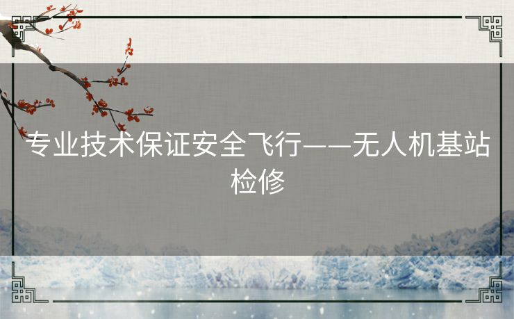 专业技术保证安全飞行——无人机基站检修