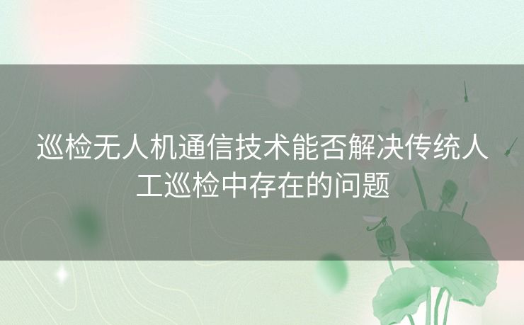 巡检无人机通信技术能否解决传统人工巡检中存在的问题