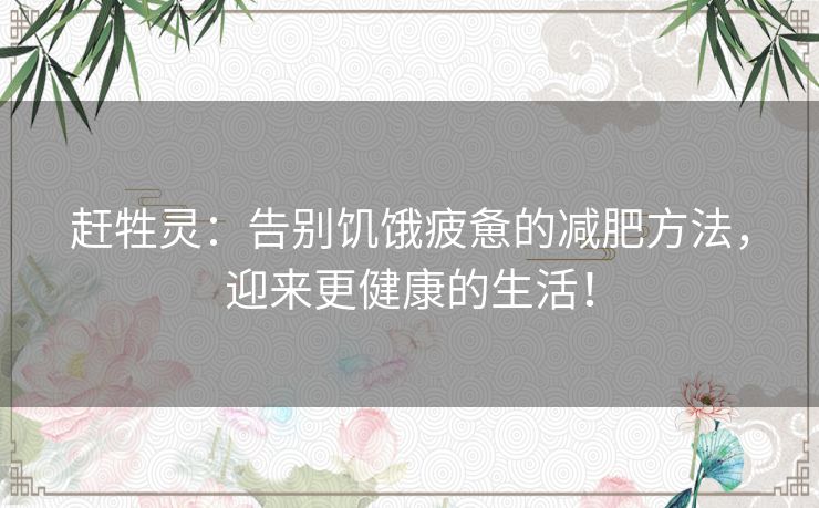 赶牲灵：告别饥饿疲惫的减肥方法，迎来更健康的生活！