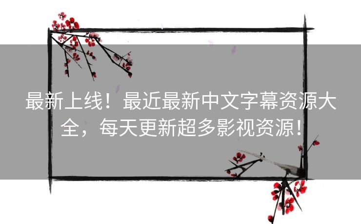 最新上线！最近最新中文字幕资源大全，每天更新超多影视资源！