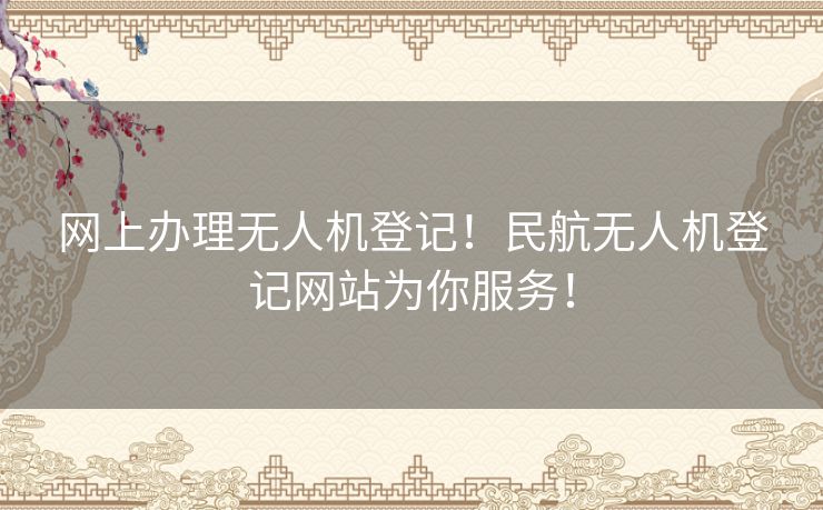 网上办理无人机登记！民航无人机登记网站为你服务！