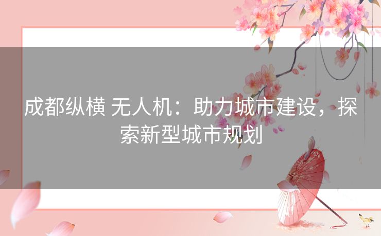 成都纵横 无人机：助力城市建设，探索新型城市规划