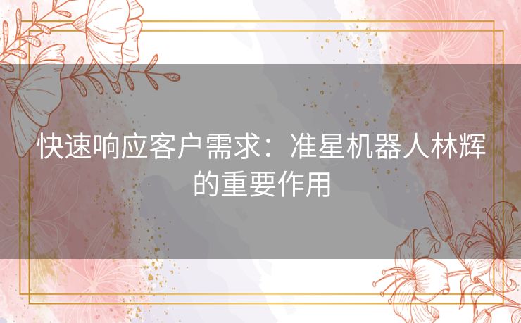 快速响应客户需求：准星机器人林辉的重要作用