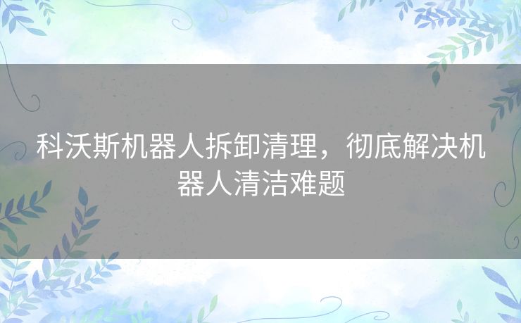 科沃斯机器人拆卸清理，彻底解决机器人清洁难题
