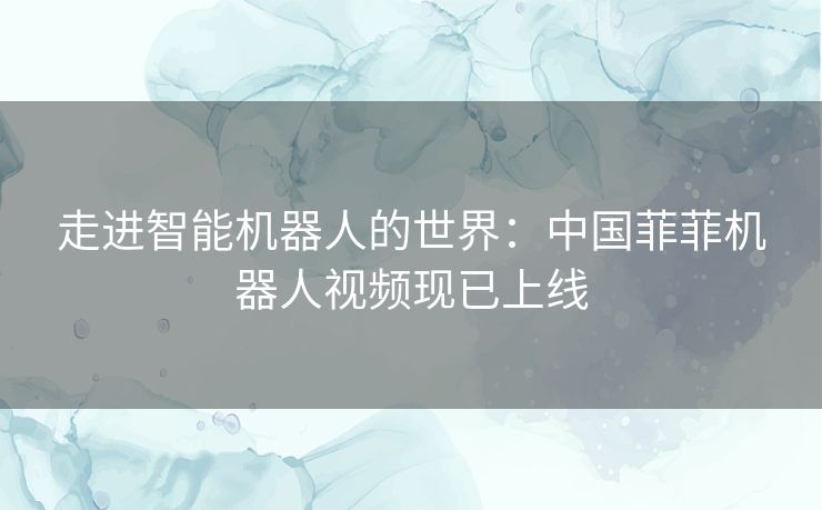 走进智能机器人的世界：中国菲菲机器人视频现已上线