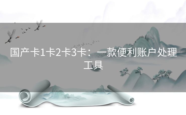 国产卡1卡2卡3卡：一款便利账户处理工具