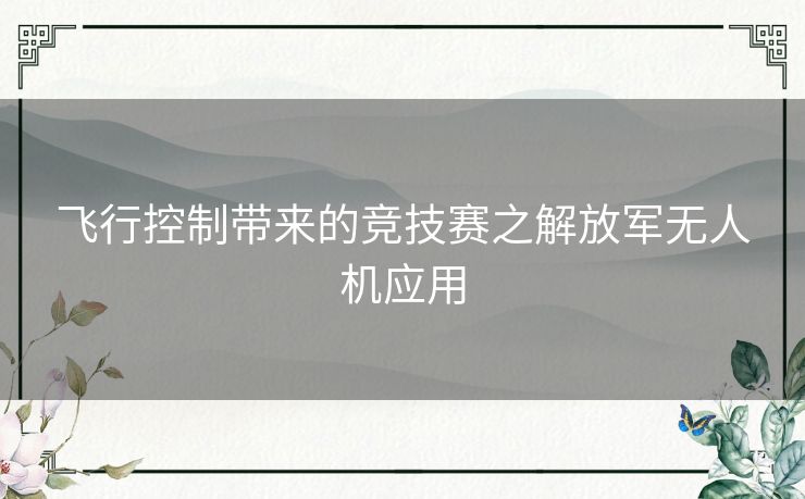 飞行控制带来的竞技赛之解放军无人机应用