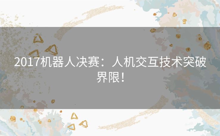 2017机器人决赛：人机交互技术突破界限！