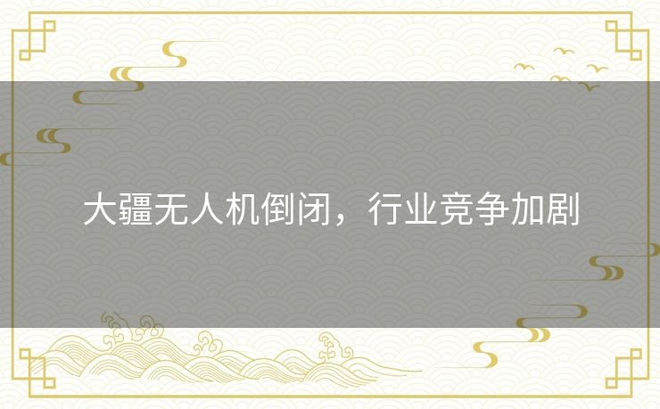 大疆无人机倒闭，行业竞争加剧